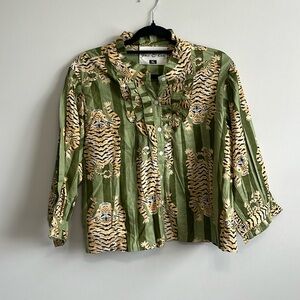 Green Tiger Print Women's Top